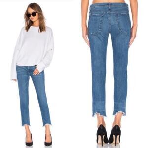 Rag & Bone Dre Capri Raw Hem Cropped Ankle Jeans Lovie Dark Wash US 30